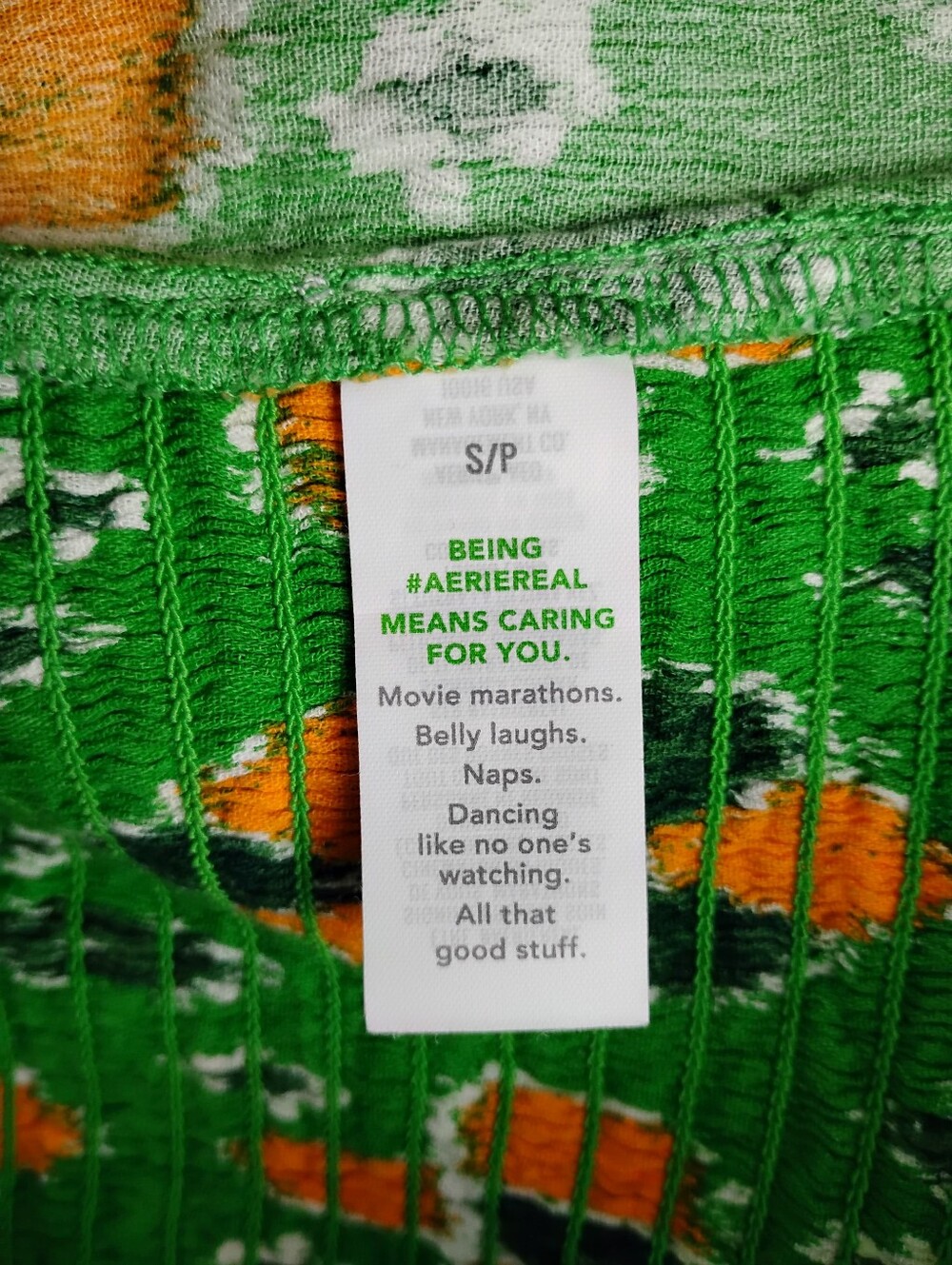New Aerie Tie-Front Green Geo Print Crop Top Size Small - Picture 6 of 6